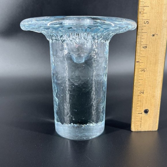 Blenko Art Glass Mushroom Taper Candle Holder Clear Glass 5 Inches Tall - Picture 11 of 14